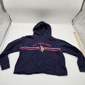 US Polo Assn Mens Navy Blue Graphic Logo Pullover Hoodie Sweatshirt Large 215500